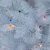 6.5ft. Pre-Lit White Pencil Fraser Fir Artificial Christmas Tree, Multicolor Lights