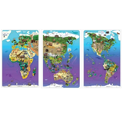 Animal Magnetism® Magnetic Wildlife Map Puzzle Bundle, Set of 3