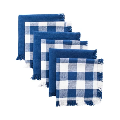 DII® Assorted Navy Heavyweight Fringed Dishcloth (Set of 6)