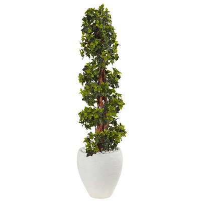 4ft. English Ivy Topiary Tree in White Oval Planter