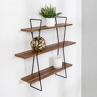 Honey Can Do 28" Three-Tier Decorative Metal & Wood Wall Shelves