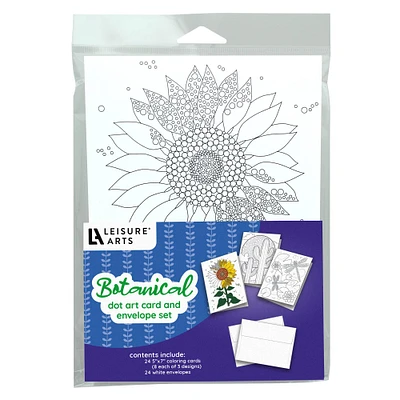 Leisure Art® Dot Art 24-Piece Botanical Card and Envelope Set
