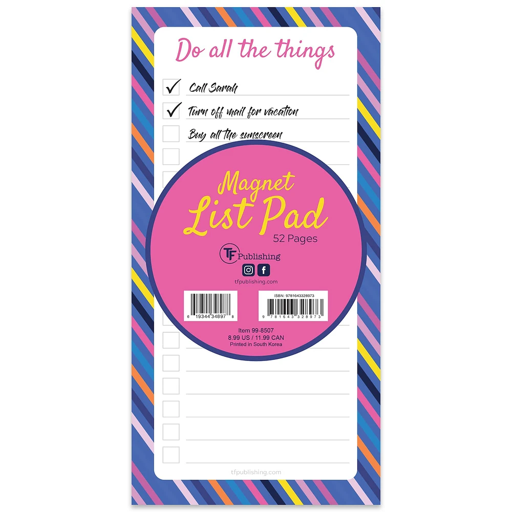 TF Publishing Bright Stripes Do All The Things Magnet List Pad