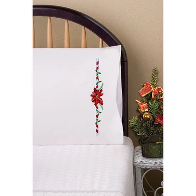 Tobin Poinsettia Stamped For Embroidery Pillowcase Set