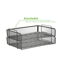 Mind Reader Stackable Metal Mesh Tray & Desk Document Organizer Set