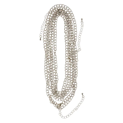 12 Packs: 3 ct. (36 total) Rhodium Double Link Chain Necklaces By Bead Landing™