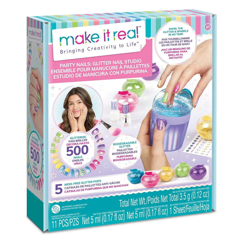 6 Pack: Make It Real™ Party Nails Glitter Nail Studio