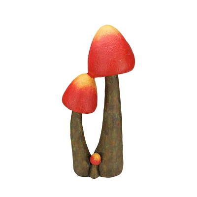 24.5" Red, Orange & Brown Wild Mushroom Outdoor Patio Garden Statue