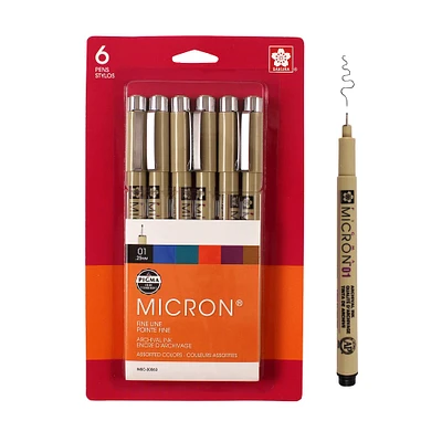 Pigma® Micron™ 01 Fine Line 6 Color Pen Set