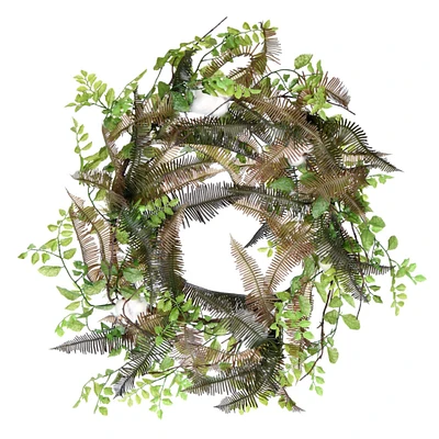 28" Green Fern & Cotton Wreath