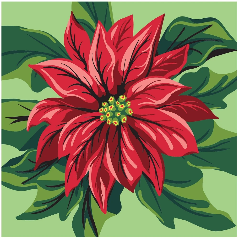 Plaid Poinsettia Modern Paint By Number Rolled Canvas