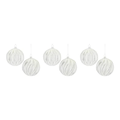6ct. Ribbed Mercury Glass Ball Ornaments