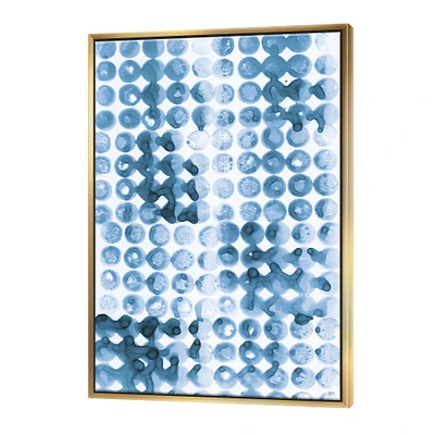 Designart - Indigo watercolor geometrical II - Contemporary Canvas in Gold Frame