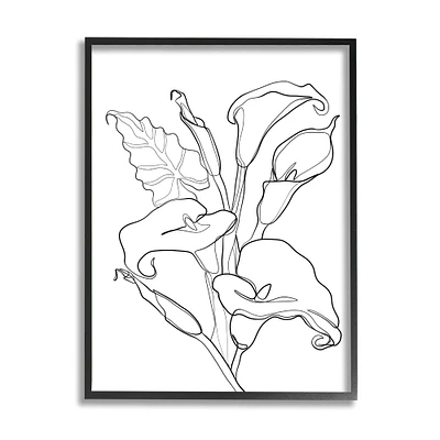 Stupell Industries Calla Lily Floral Stem Modern Minimal Line Drawing in Frame Wall Art