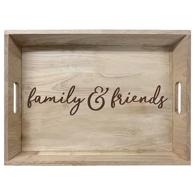 16" Brown Friends & Family Wooden Tray