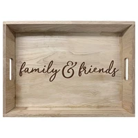 16" Brown Friends & Family Wooden Tray