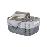 Simplify 15" Grey 2-Tone Decorative Storage Basket