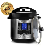 MegaChef 6qt. Stainless Steel Electric Digital Pressure Cooker with Lid