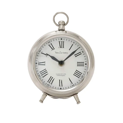 6" Silver Stainless Steel & Aluminum Round Clock