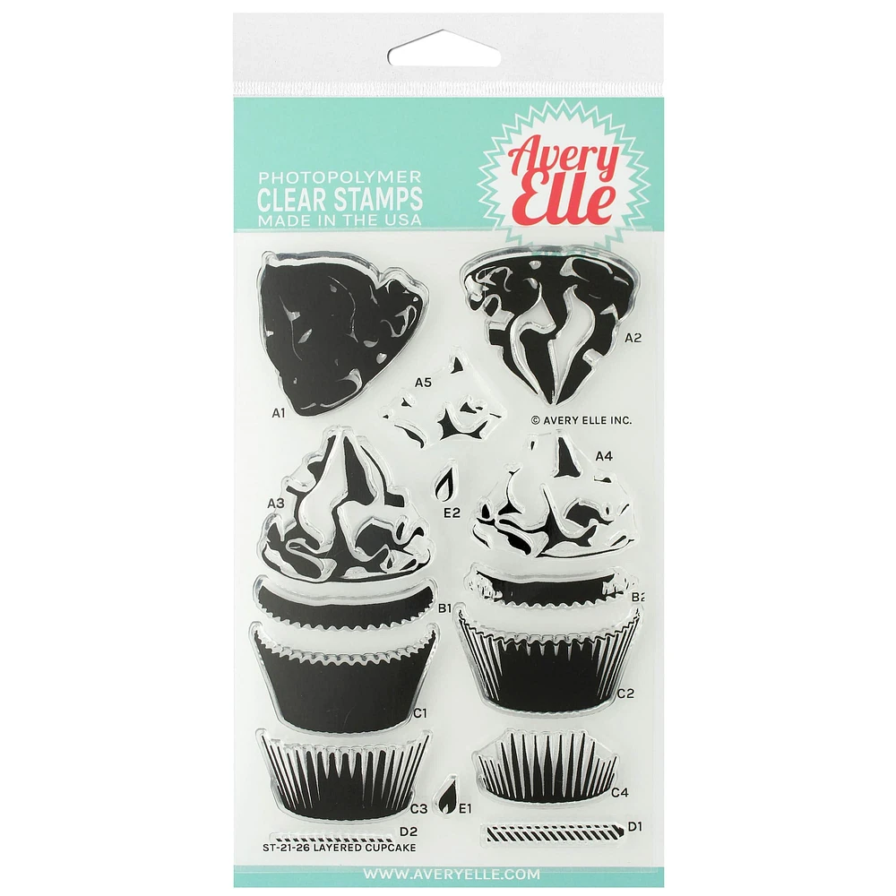 Avery Elle Layered Cupcake Clear Stamp Set