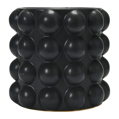 9" Black Stoneware Planter with Raised Dots