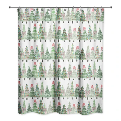 Watercolor Evergreens Pattern Shower Curtain