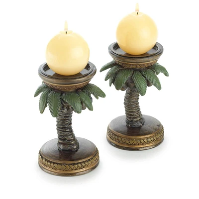 5" Coconut Tree Candleholder Set