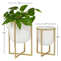 CosmoLiving by Cosmopolitan White Metal Contemporary Planter Set