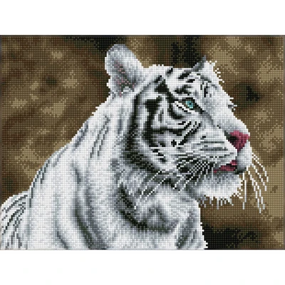 Diamond Dotz® Intermediate Tiger Blanc Pre-Framed Diamond Painting Kit