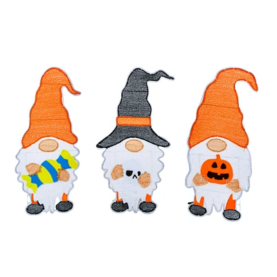 30" Halloween Gnome Trio with LED Light Strips