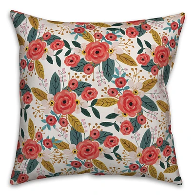 Blush Floral Pattern Throw Pillow