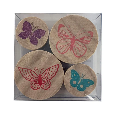 Butterfly Round Wood Stamps by Craft Smart™