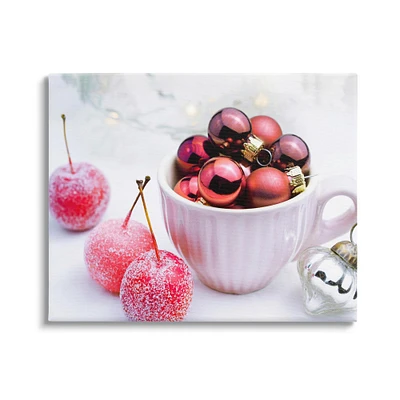 Stupell Industries Gleaming Red Christmas Ornaments Canvas Wall Art