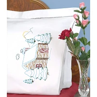 Jack Dempsey Cabin Perle Edge Stamped For Embroidery Pillowcase Set