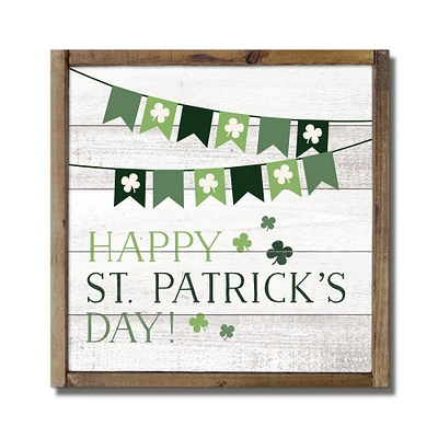 Happy St. Patrick's Day Banner Framed Wood Plaque