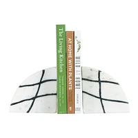 Bloomingville 6" White & Black Marble Bookends Set