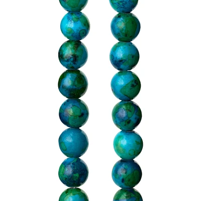 Dyed Aqua Reconstituted Stone Round Beads, 8mm by Bead Landing™