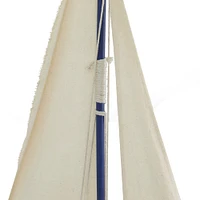 Coastal Dark Blue Wooden Sailboat Sculpture, 28" x 17" x 3"