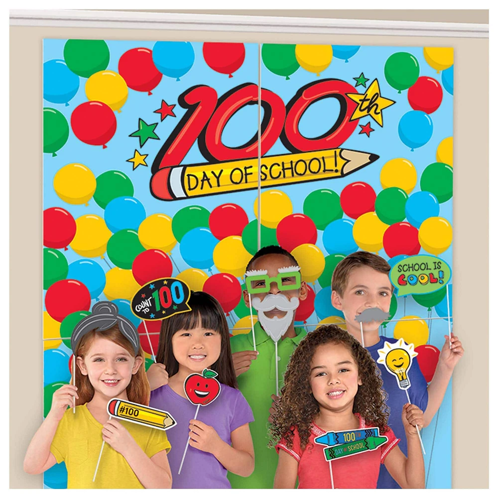 100th Day of School Scene Setter with Photo Booth Props