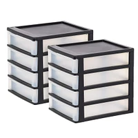 IRIS Black 4-Drawer Desktop Storage Unit