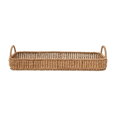 2.5ft. Natural Hand-Woven Buri Palm Tray with Handles