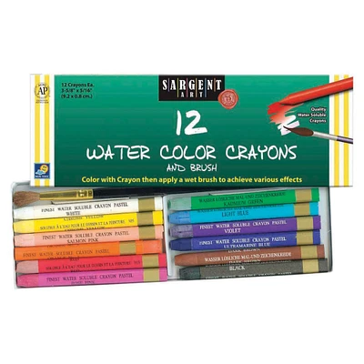 12 Pack: Sargent Art® 12 Color Watercolor Crayons & Brush Set