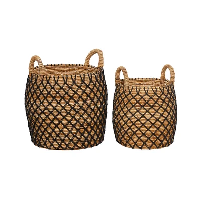 Brown Banana Leaf Coastal Storage Basket Set