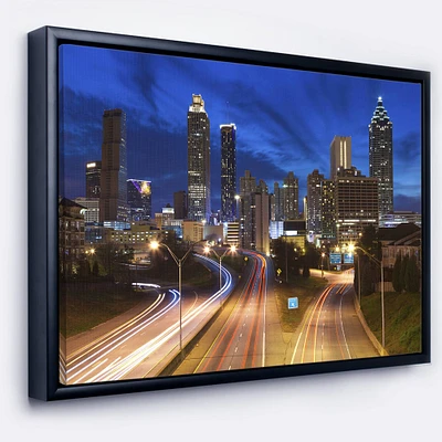 Designart - Atlanta Skyline Twilight Blue Hour - Cityscape Framed Canvas Print