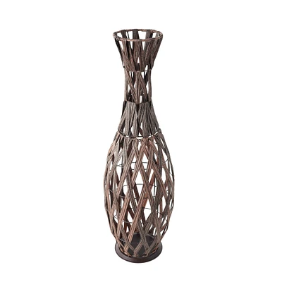 33" Copper Metal Handmade Woven Vase