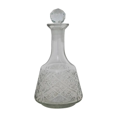 9" Clear Etched Glass Decanter