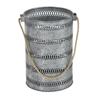 Gray Metal Coastal Lantern Set