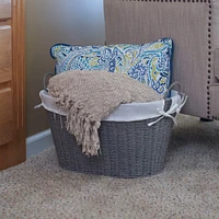 Household Essentials Gray Wicker Lined Laundry Basket