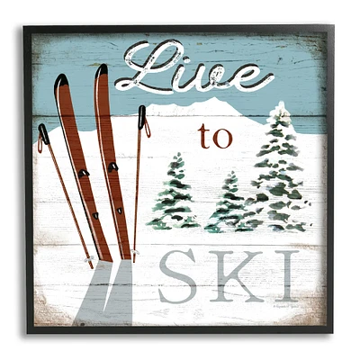 Stupell Industries Live To Ski Rustic Snow Sports Rustic Cabin Framed Wall Art