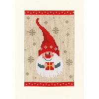 Vervaco Christmas Gnomes On Aida Counted Cross Stitch Greeting Card Kit